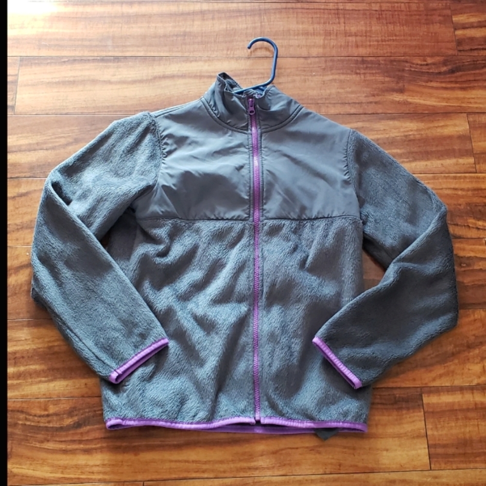 Old Navy XL gray purple fleece girls zip sweater